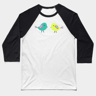 Colorful birds on wires Baseball T-Shirt